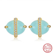 sterling silver oval stud earrings, view 4 - MRSLM