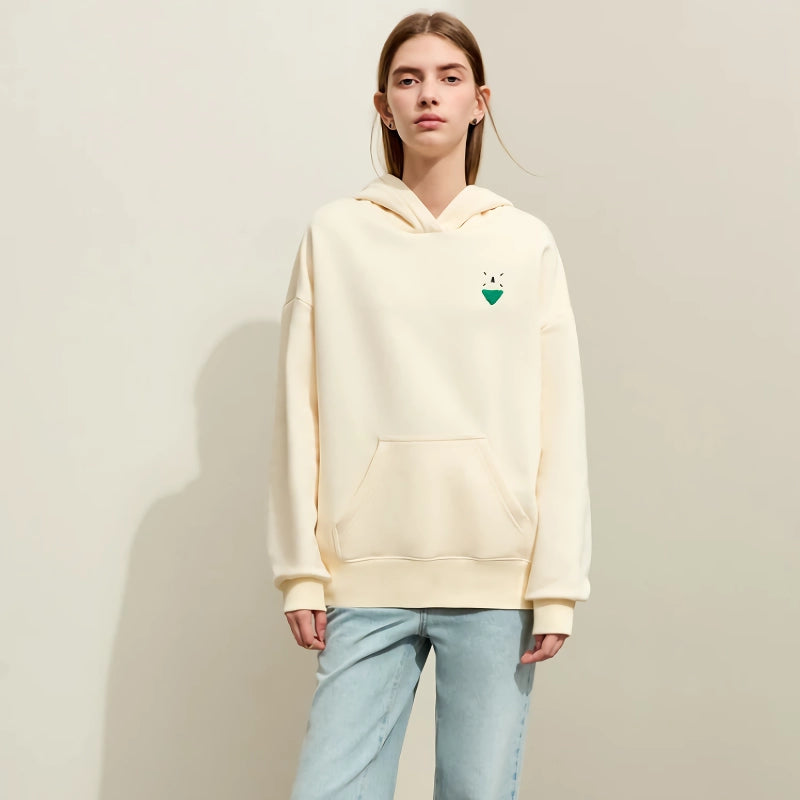 Fleece-lined patchwork embroidery hoodie, view 6 - MRSLM