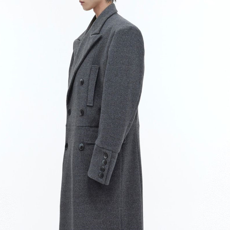 deconstructed wool-look long coat, view 6 - MRSLM