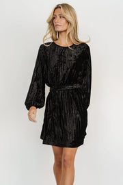 elegant velvet long-sleeved dress, view 8 - MRSLM