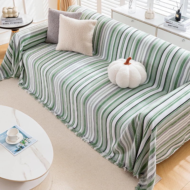 striped chenille sofa cover, view 2 - MRSLM