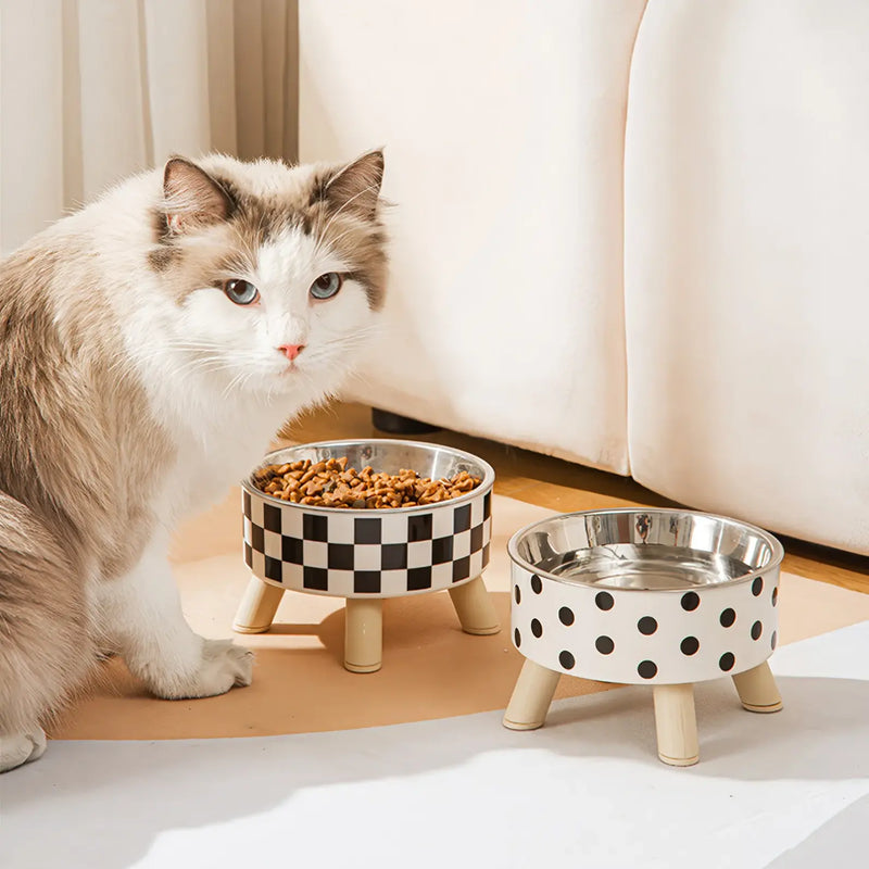 raised cat feeder bowl, view 4 - MRSLM