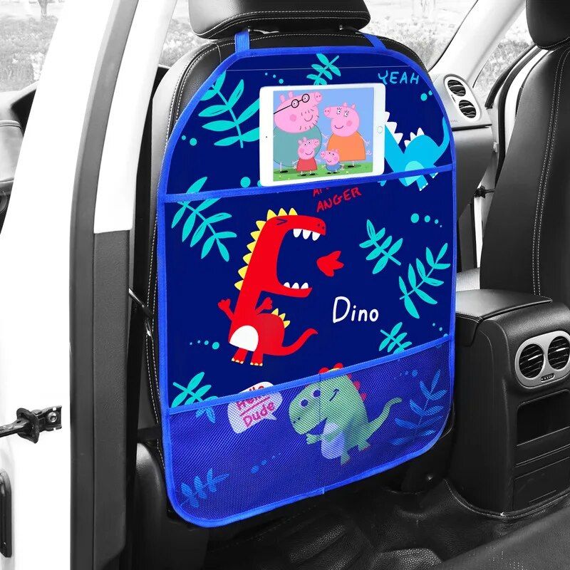 cartoon car seat back protector with storage organizer, view 2 - MRSLM