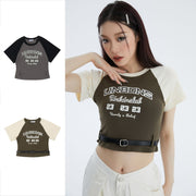 women's lace-up cropped short sleeve t-shirt, view 10 - MRSLM