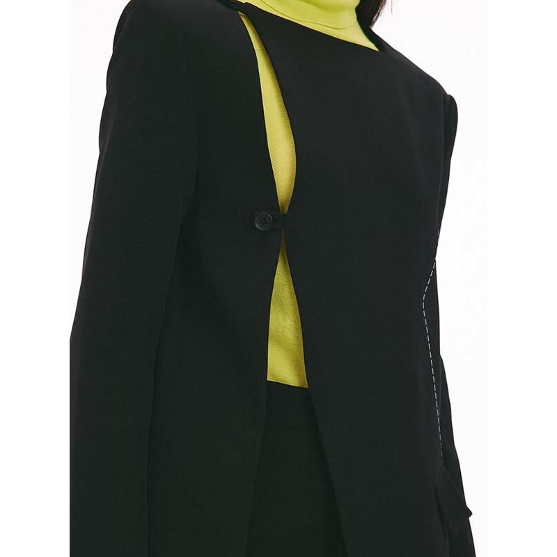 women's black asymmetric blazer, view 6 - MRSLM