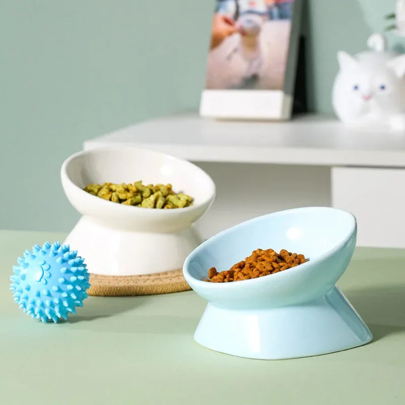 elevated ceramic pet bowl, view 6 - MRSLM