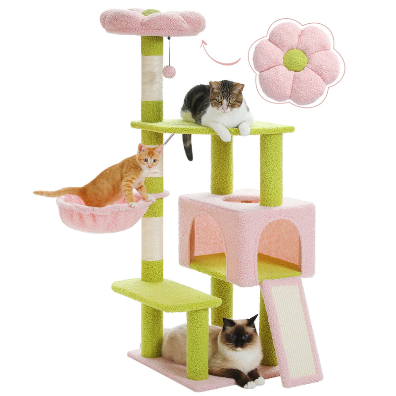 multi-level cat tree with hammock, view 3 - MRSLM