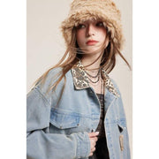 leopard patchwork denim jacket, view 4 - MRSLM
