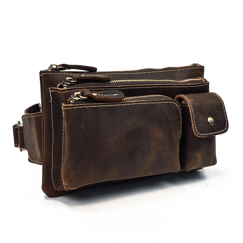 men's cowhide waist crossbody bag, view 4 - MRSLM