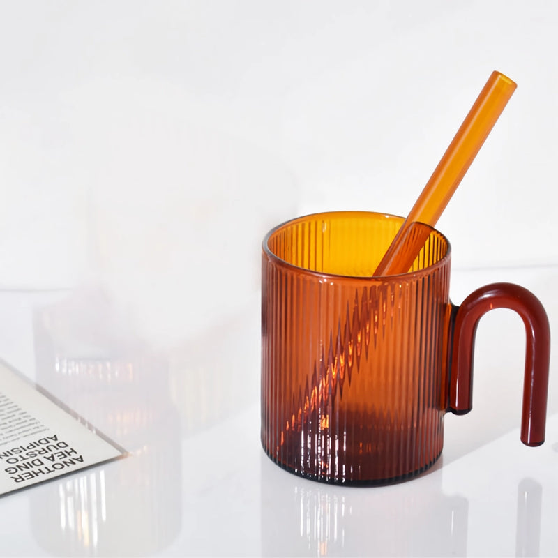heat resistant glass mug with colorful handle, view 2 - MRSLM