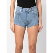 High-waist slim fit denim shorts, view 7 - MRSLM