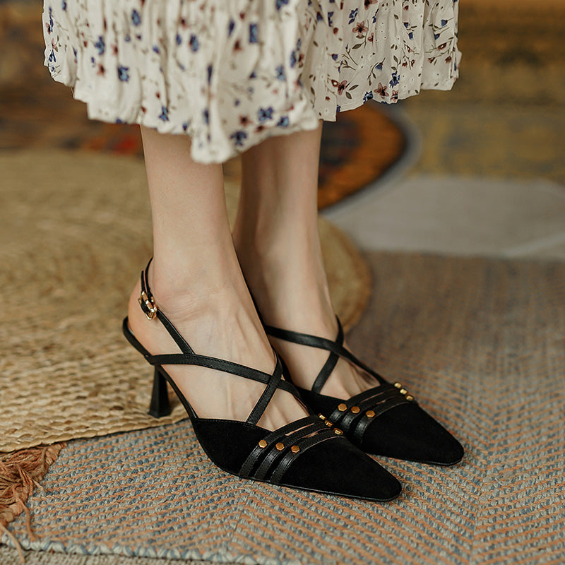 Suede high heel sandals, view 8 - MRSLM