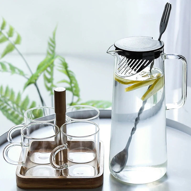 thickened glass kettle with bamboo lid, view 4 - MRSLM