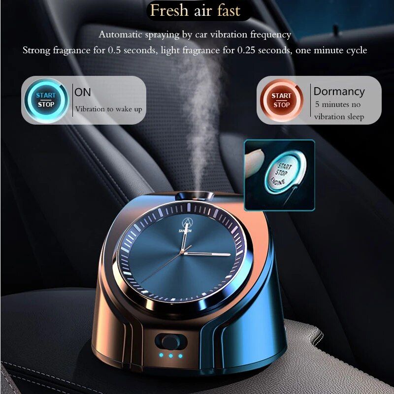 wireless car aroma diffuser with watch, view 4 - MRSLM