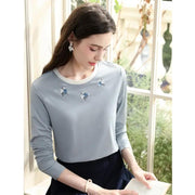 women's embroidered slim long sleeve t-shirt, view 2 - MRSLM