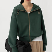 short hooded drawstring sweatshirt, view 4 - MRSLM