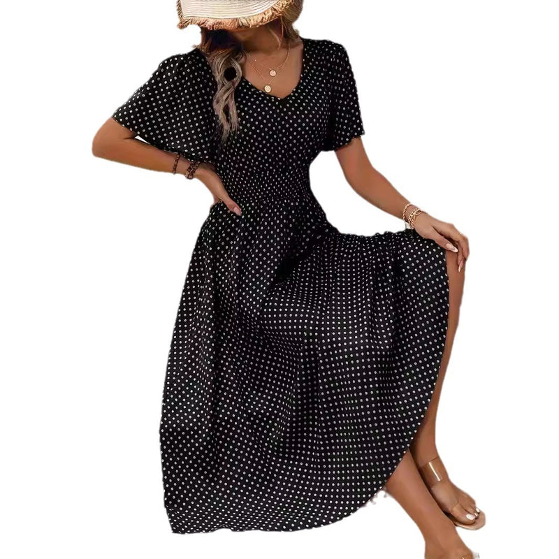small floral print short sleeve dress, view 5 - MRSLM