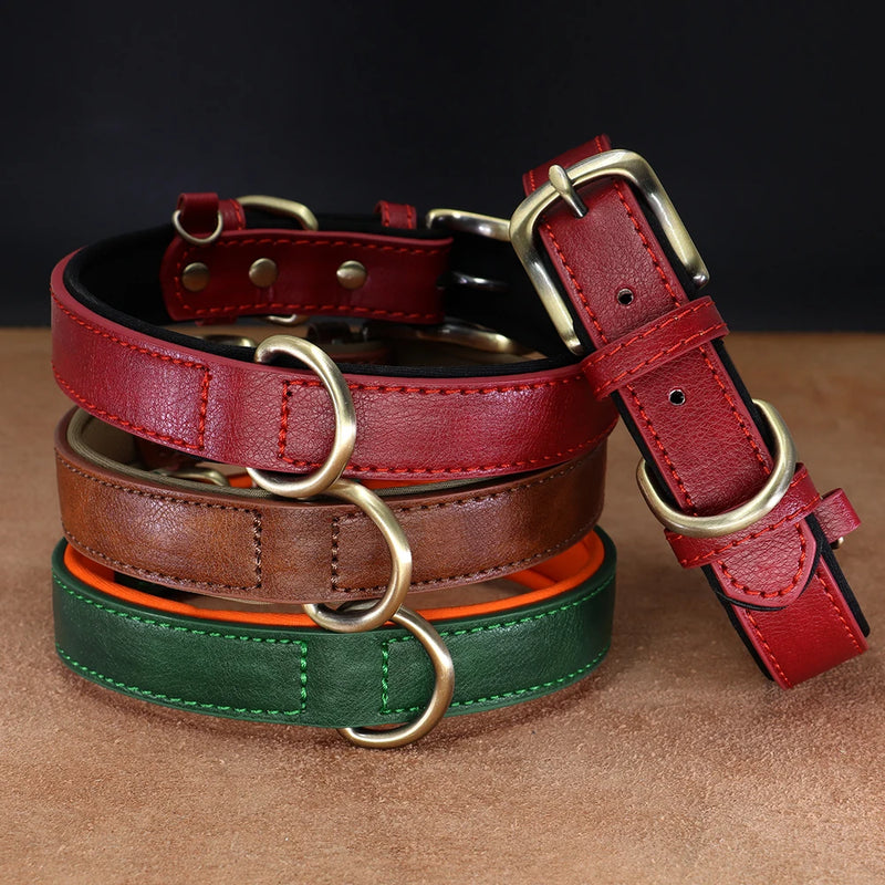 soft padded pu leather dog collar - MRSLM
