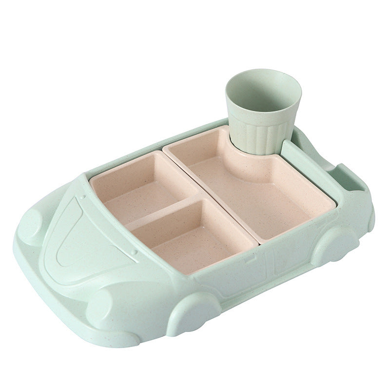 bamboo fiber cartoon car children's plate, view 2 - MRSLM