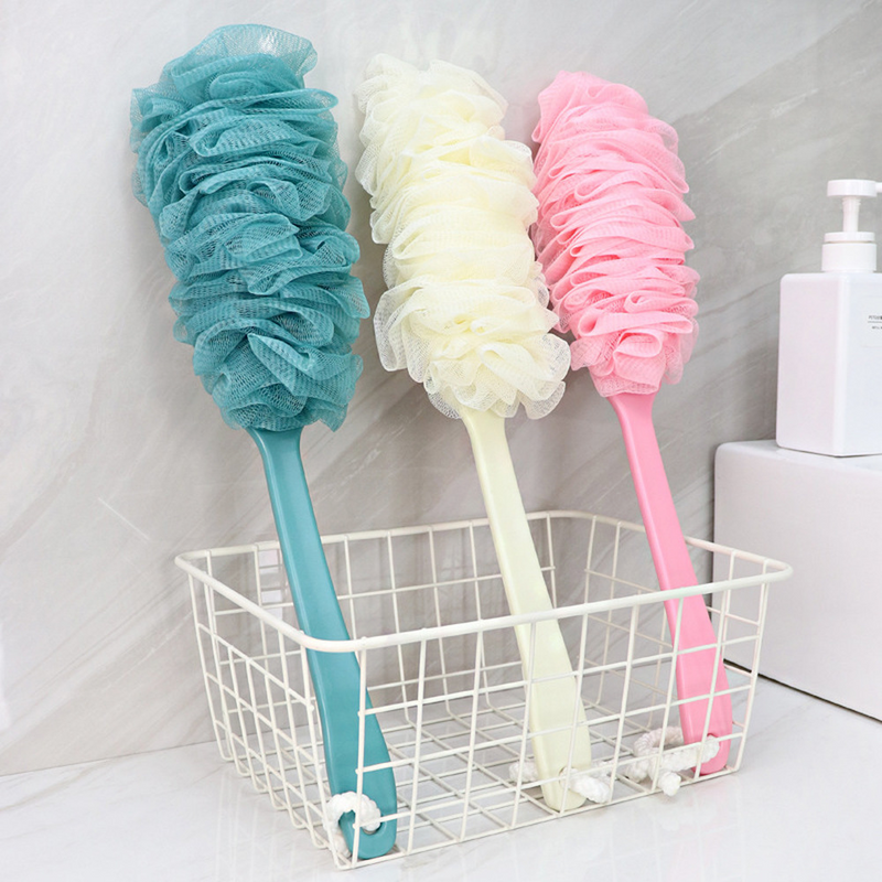 long handle soft mesh shower brush, view 4 - MRSLM