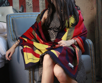 Plaid velvet scarf shawl, view 3 - MRSLM