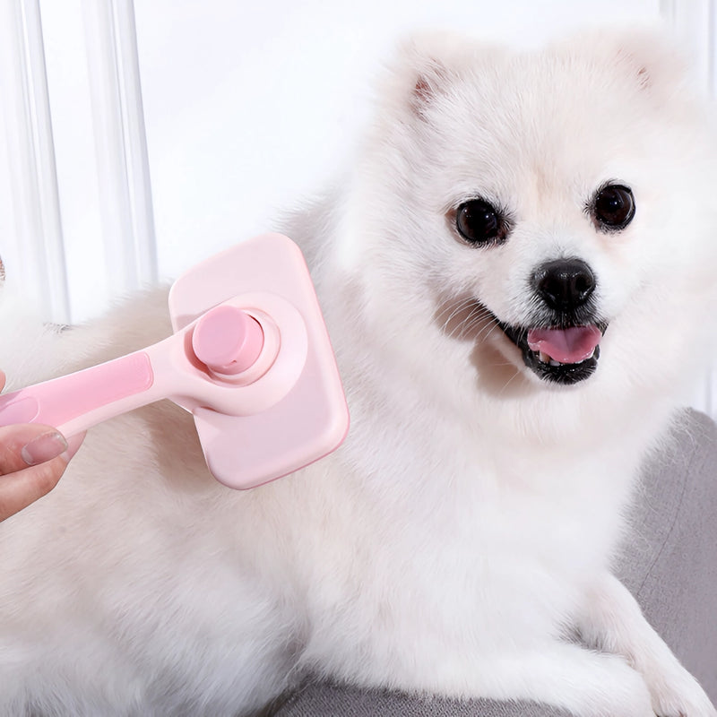 pet grooming brush with steel comb, view 7 - MRSLM