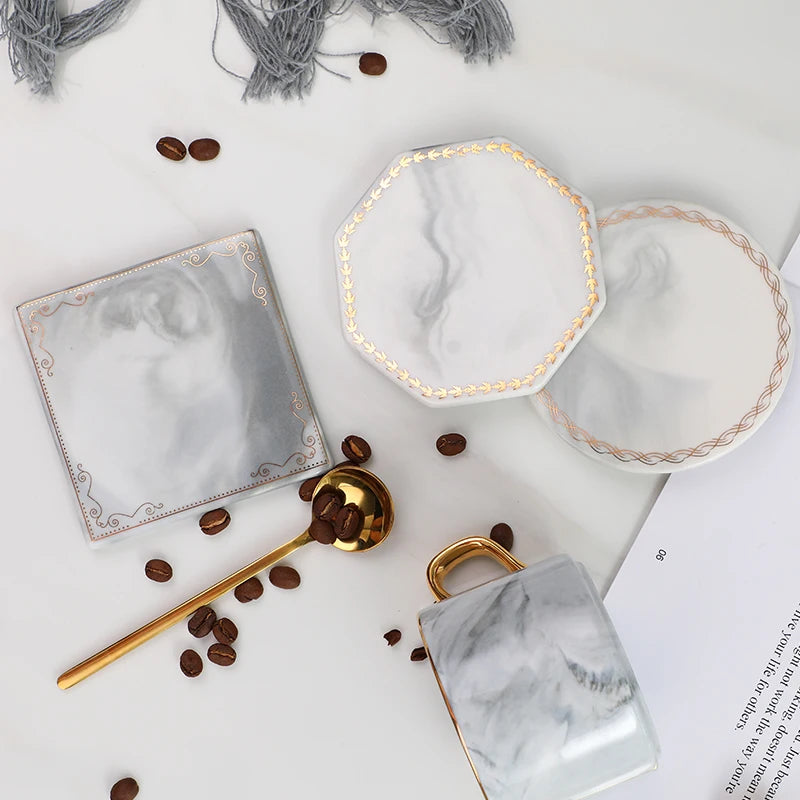 golden edge marble ceramic coasters, view 10 - MRSLM