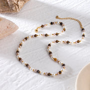 gold plated tiger eye bead necklace, view 6 - MRSLM