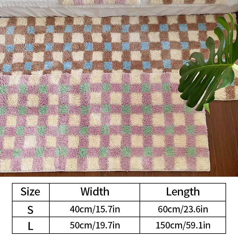 plush plaid flocking floor mat, view 10 - MRSLM