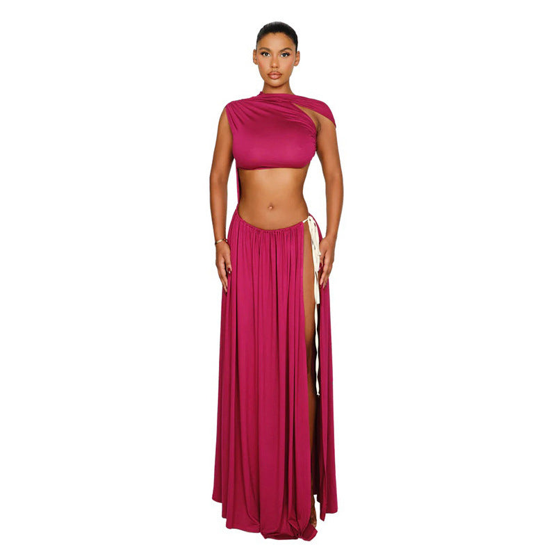 sleeveless cropped lace-up dress, view 5 - MRSLM