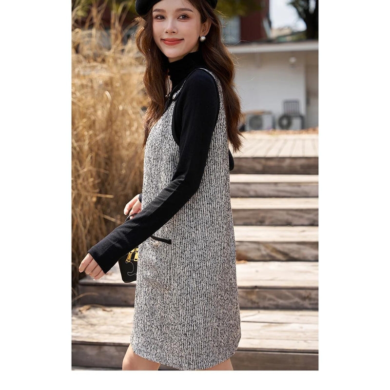 women's tweed suspender dress, view 8 - MRSLM