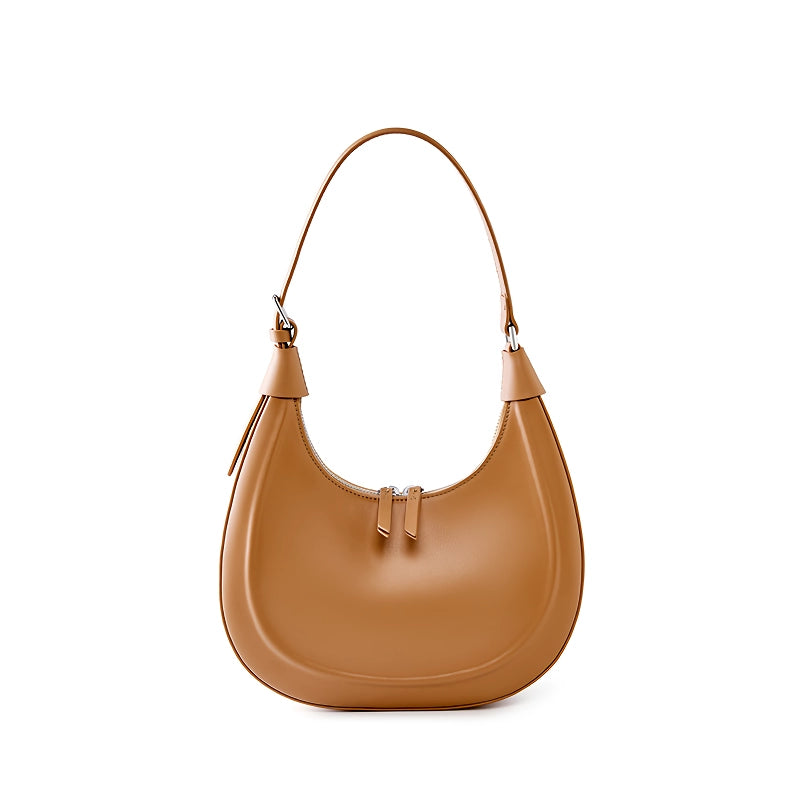 Women's half moon leather shoulder bag, view 4 - MRSLM