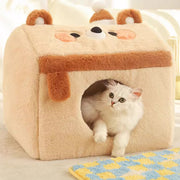 cozy winter cat house dog bed, view 2 - MRSLM