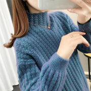 Women's cable knit turtleneck sweater, view 5 - MRSLM