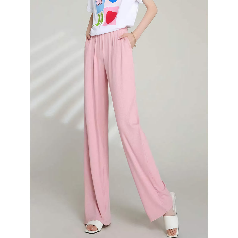 high waist draping casual pants for women, view 8 - MRSLM