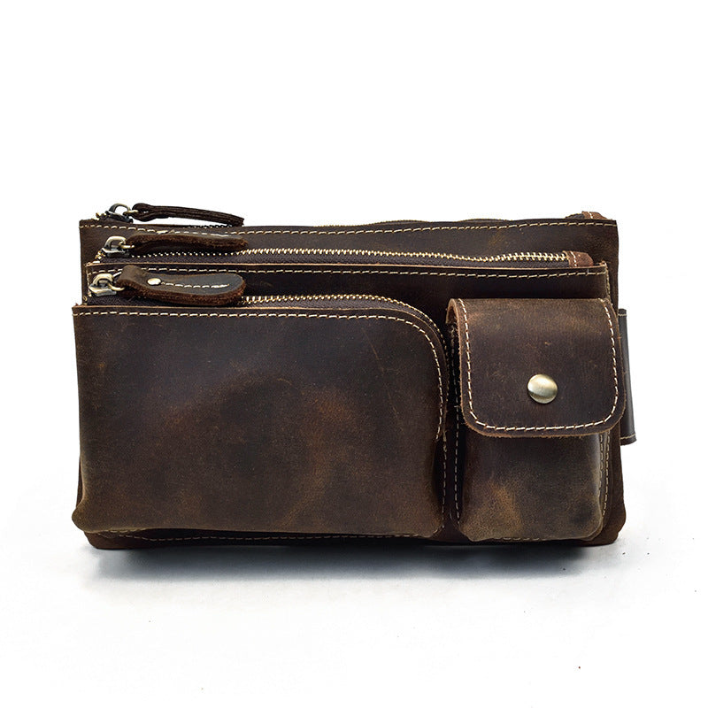 men's cowhide waist crossbody bag, view 9 - MRSLM