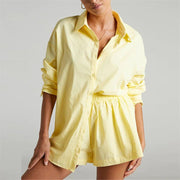 Cotton linen shirt and shorts set, view 9 - MRSLM