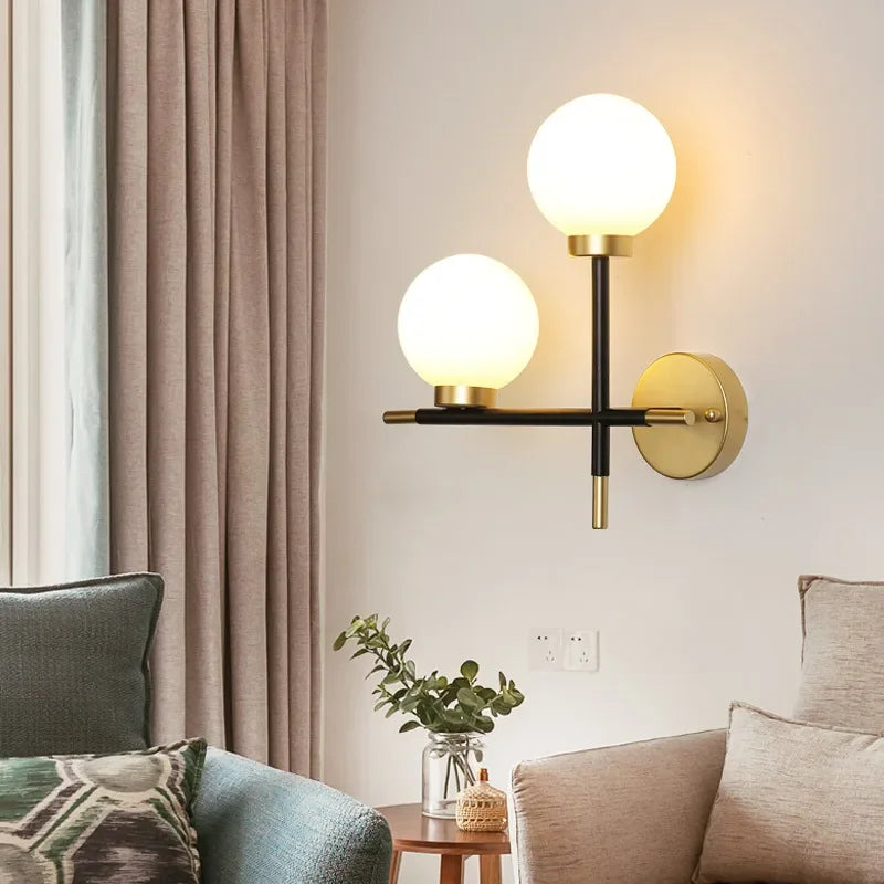 nordic double head led wall sconce, view 6 - MRSLM