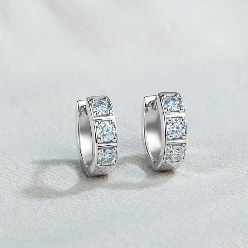 S925 silver moissanite ear clips, view 3 - MRSLM