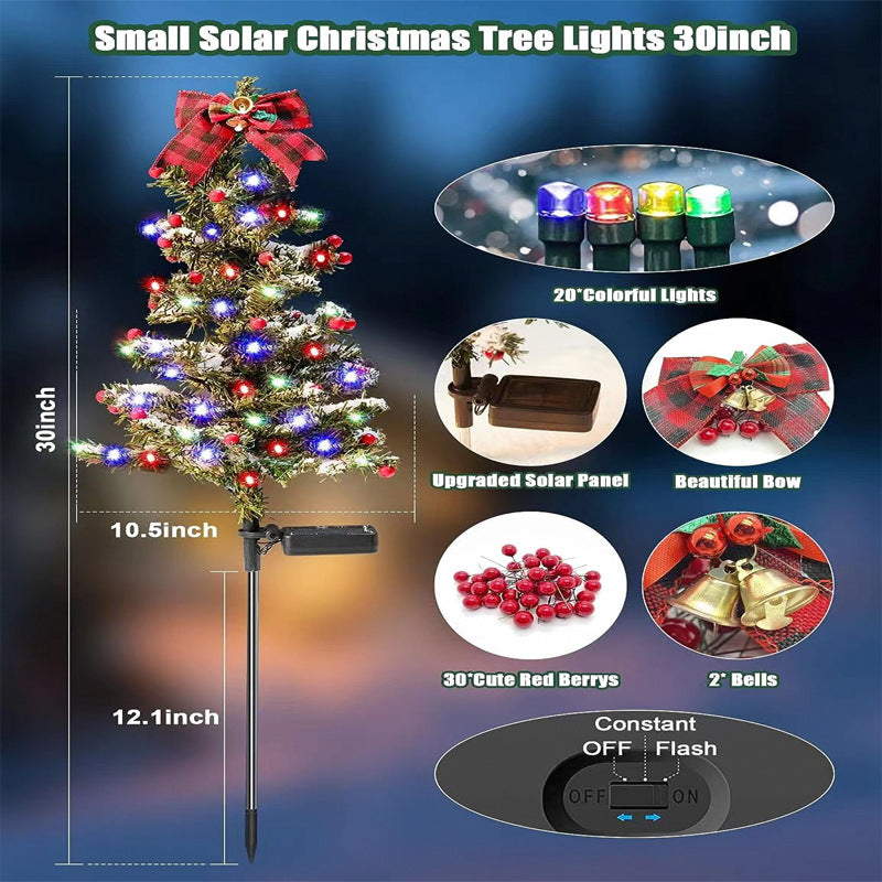 Waterproof Outdoor Christmas Decorations Solar Christmas Tree 2 Modes Yard Stake Christmas Pathway Light For Garden Yard Decor