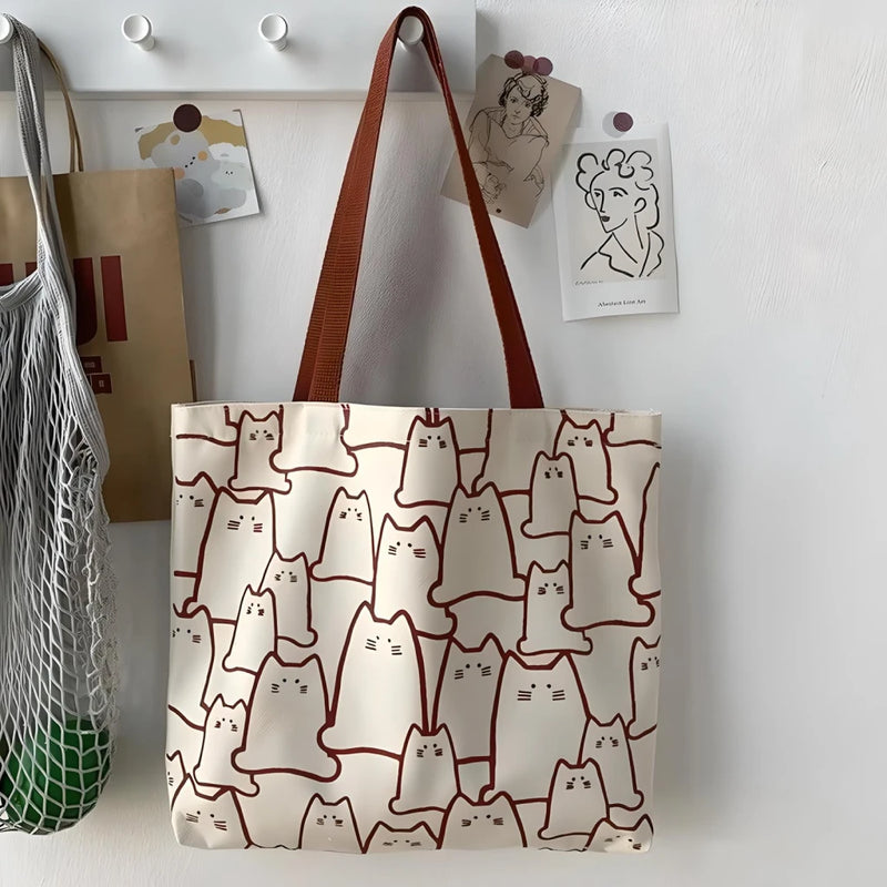 cat canvas handbag, view 2 - MRSLM