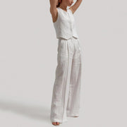 cotton linen summer vest and pants set - MRSLM