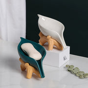 ceramic leaf soap holder with base, view 5 - MRSLM