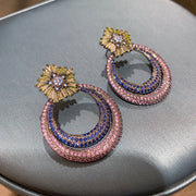 colorful star big circle earrings, view 2 - MRSLM