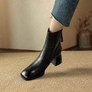 women's leather chunky heel ankle boots, view 4 - MRSLM