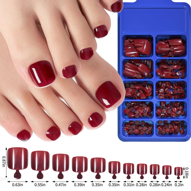 pink and red press-on toenails, view 2 - MRSLM