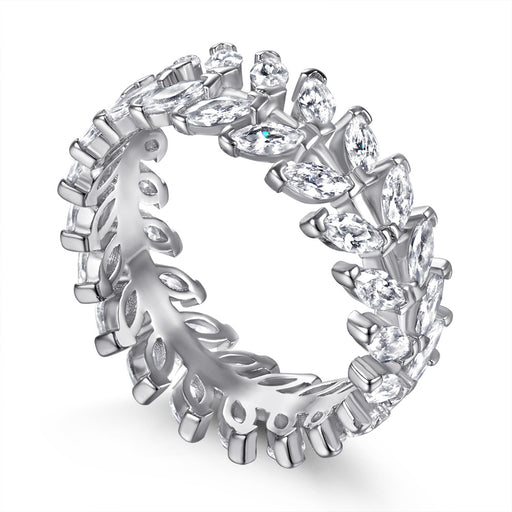 925 sterling silver full stone leaf ring, view 2 - MRSLM