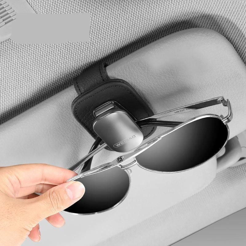 Leather sun visor car glasses clip, view 8 - MRSLM