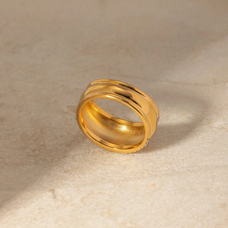 gold plated rhinestone ring, view 7 - MRSLM
