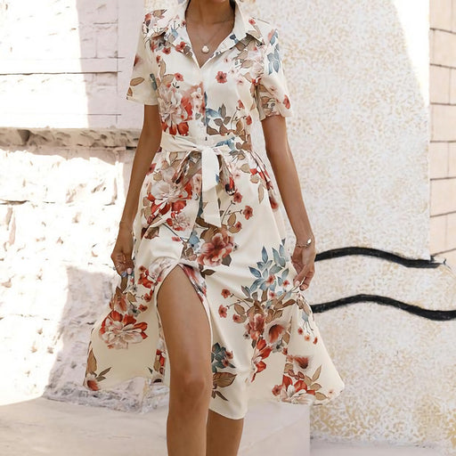 summer floral waistband dress, view 4 - MRSLM